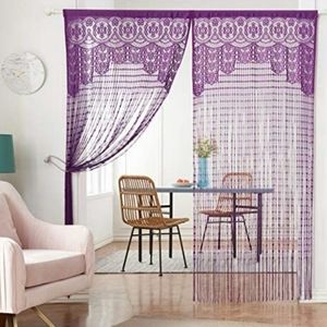 Purple Lace Window or Door String Curtains